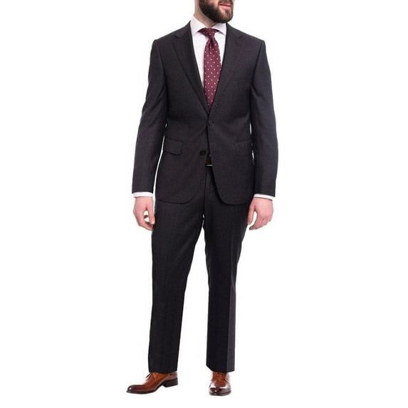 Napoli Modern Fit Solid Charcoal Gray Half Canvassed Wool Cashmere Blend Suit