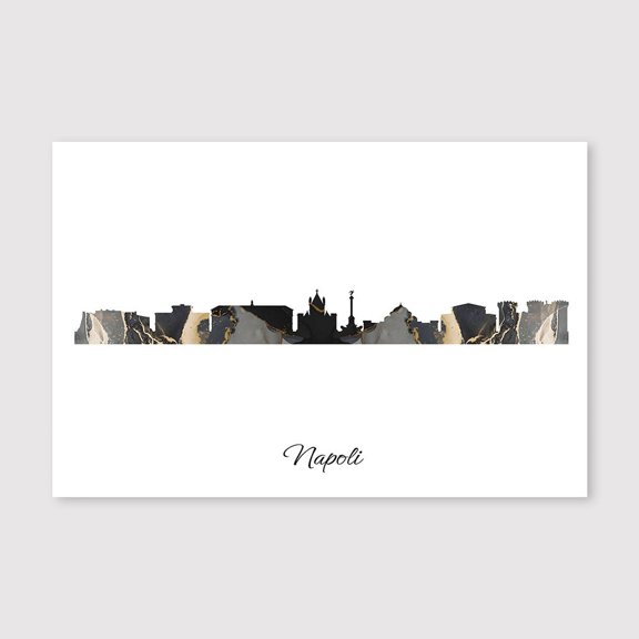 Napoli Skyline Map Wall Decor – Elegant Typography and Map Canvas Artwork – 8x12 inch