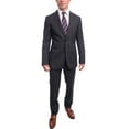 thumbnail image 1 of Napoli Slim Fit Navy Blue Windowpane Two Button Half Canvassed Wool Suit, 1 of 6