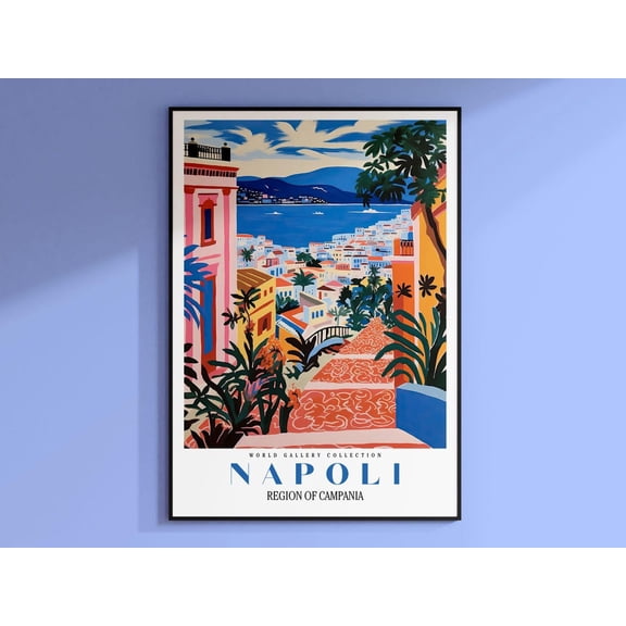 Napoli Travel Poster, Naples Italy Poster, City Skyline Art, Naples Print Landscape Napoli Travel Poster, Vintage Wall Art Italy Wall Art, Modern Wall Decor For Living Room, 8x12 UNFRAMED