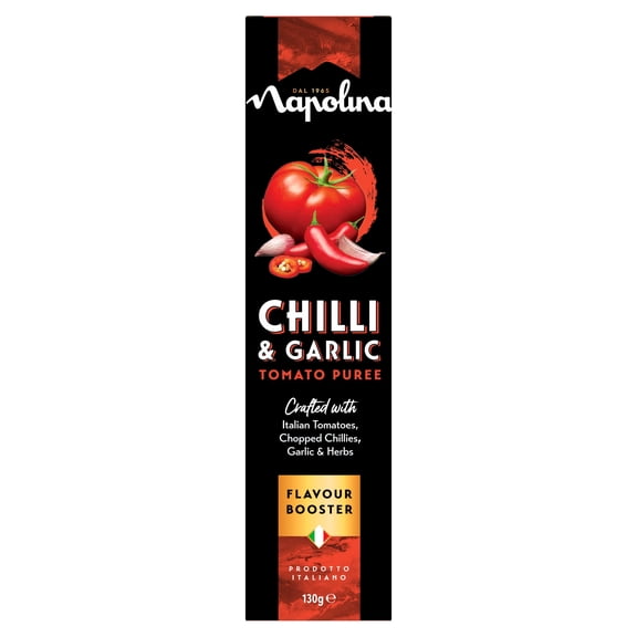 Napolina Chilli & Garlic Tomato Puree Flavour Booster 130G, Imported from Britain