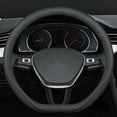 thumbnail image 1 of Nappa Leather Car Steering Wheel Cover, Stylish Non-Slip Leather Car Interior 15 Inches Universal, D-Shape, Black, 1 of 7