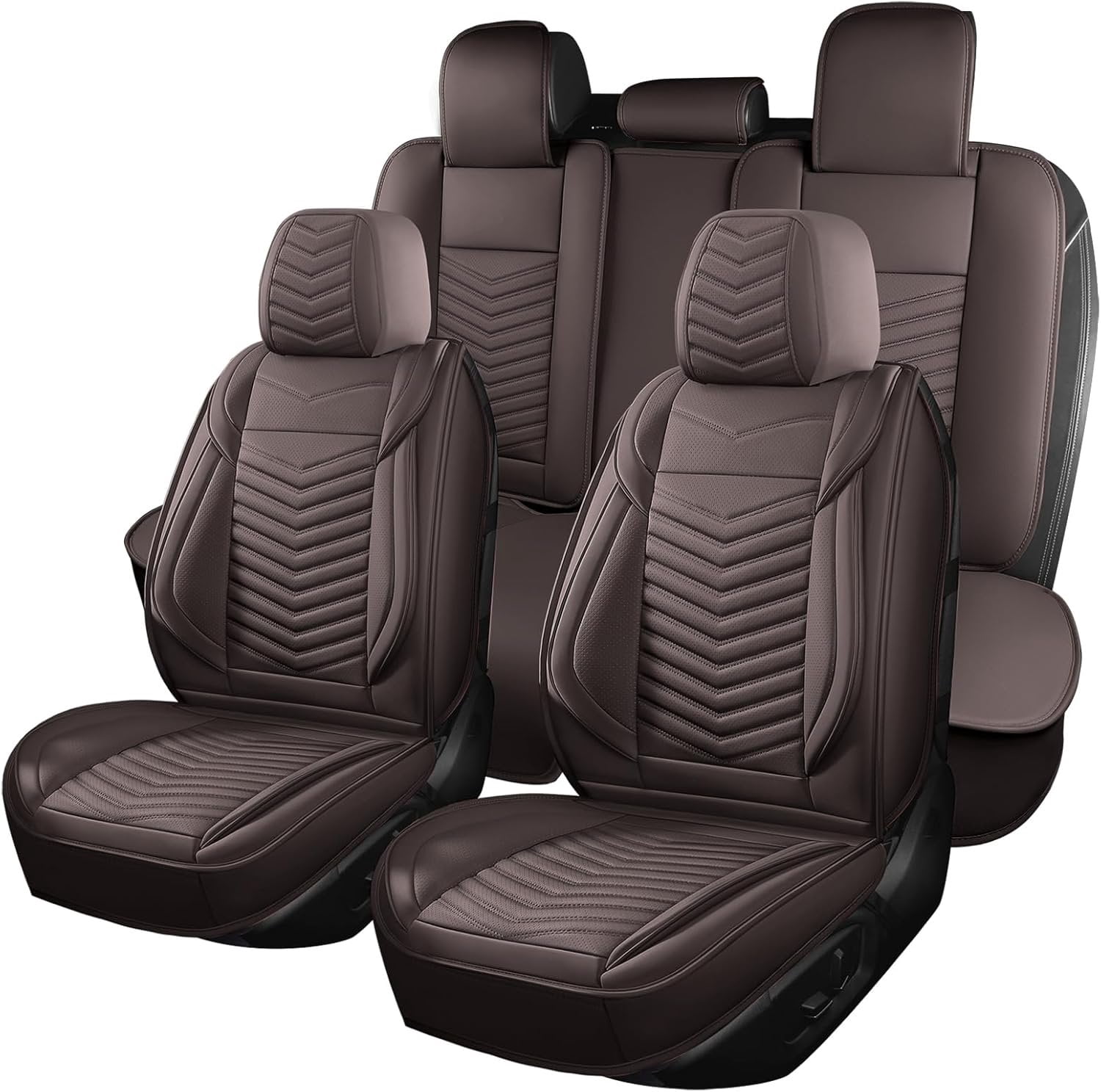 Nappa Leather Seat Covers Full Set, Brown seat Protector 5 Seats, Seat ...