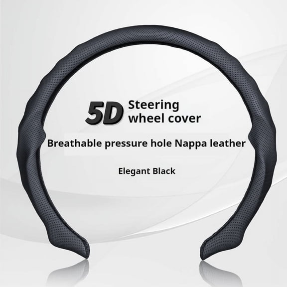Nappa Leather Steering Wheel Cover,5D Ultra-Thin Car Steering Wheel Cover,Comfortable & Breathable Microfiber,Universal Fit for Most Cars, black