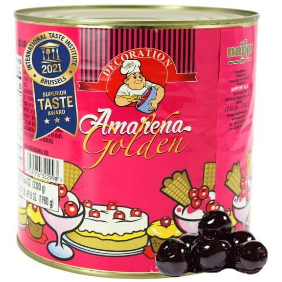 Nappi 1911 Amarena Cherries in Syrup, 7.2 lb / 3.3 kg Foodservice Can, Premium Italian Wild Cherries for Cocktails, Desserts, and Baking, Gluten-Free, Kosher-Certified, Superior Taste Award 2022