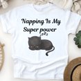 thumbnail image 1 of Napping Is My Superpower Funny Cat Graphic T-Shirt for Adults, White, Size 3XL, 1 of 6
