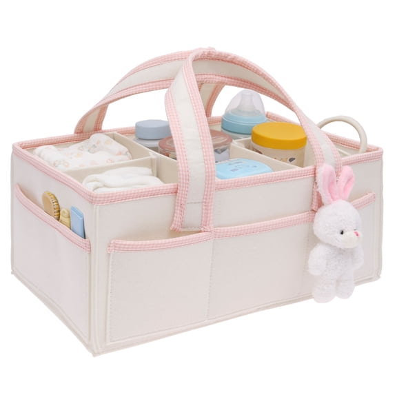 Nappy Caddy Baby Essentials for Newborn Baby Diaper Organizer Diaper Changing Organizer Portable Nursery Storage Basket with 5 Compartments