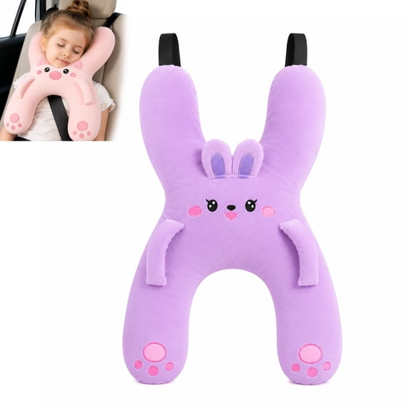 Nappycub Kid Neck Pillow,H‑Shape Cushion For Neck & Torso Support, Built‑In Hand & Seatbelt Cutout, Washable Compressible Construction, Versatile Rest Cushion For Car, Airplane, Train, Boat Trips