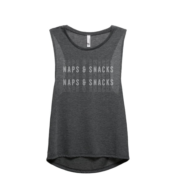Naps And Snacks Women's Fashion Sleeveless Muscle Workout Yoga Tank Top Charcoal Grey X-Large