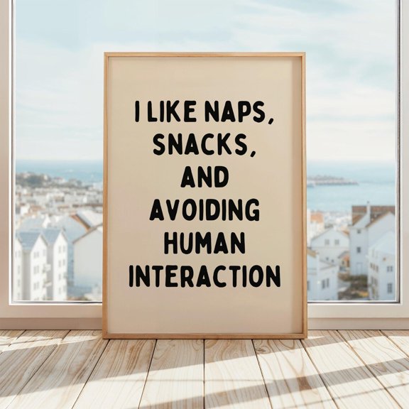 Naps Snacks Introvert Quote Wall Art Decor Unframed Paper Print