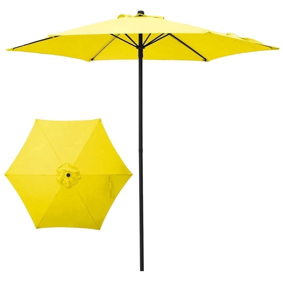 Napwant 7.5 FT Patio Umbrella, Manual Outdoor Table Umbrella with 6 Sturdy Ribs, Sun Shade Market Umbrella for Garden, Deck, Backyard and Pool, No Base Included, Yellow