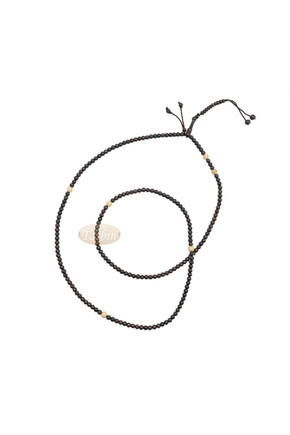 Naqshbandi Tasbih Tamarind Wood | Small 4x7mm Saucer Beads Yellow Citrus Dividers