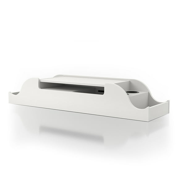 Nara Indoor Multi-Storage Wood White Wall Mounted Makeup Vanity with Flip-Top Mirror for Bedroom