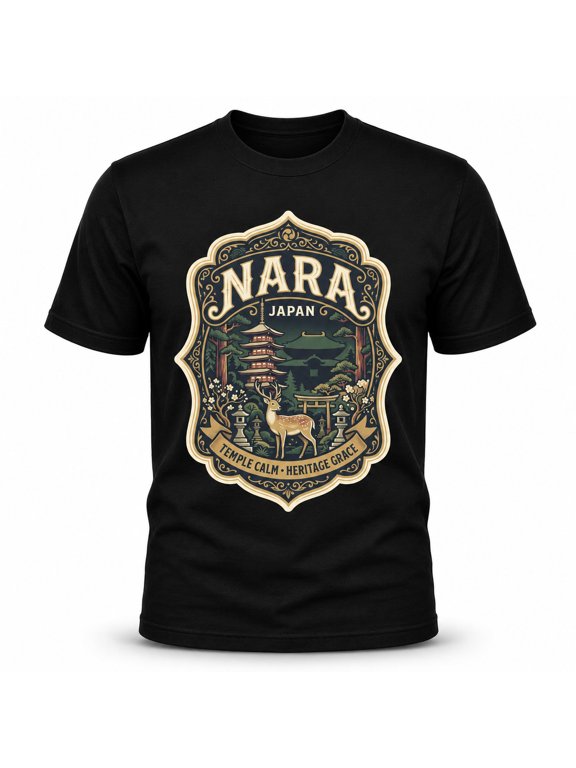 Nara Japan Temple Deer Graphic T-Shirt Unisex Travel Tee