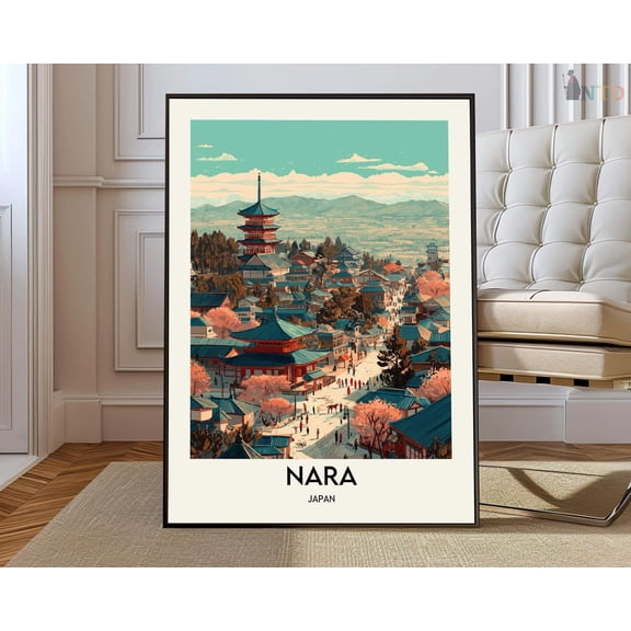 Nara Temple City Poster, Unframed Paper Poster 8x10in