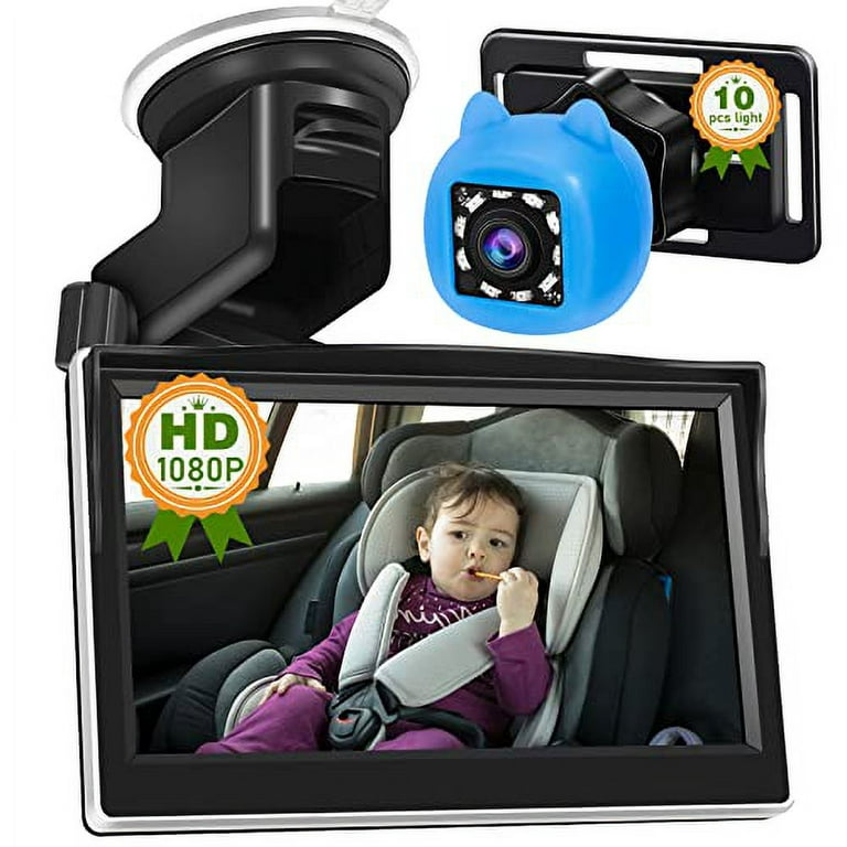 Naradoo Baby Car Camera with 10 LED Lights 1080P Baby Car Monitor
