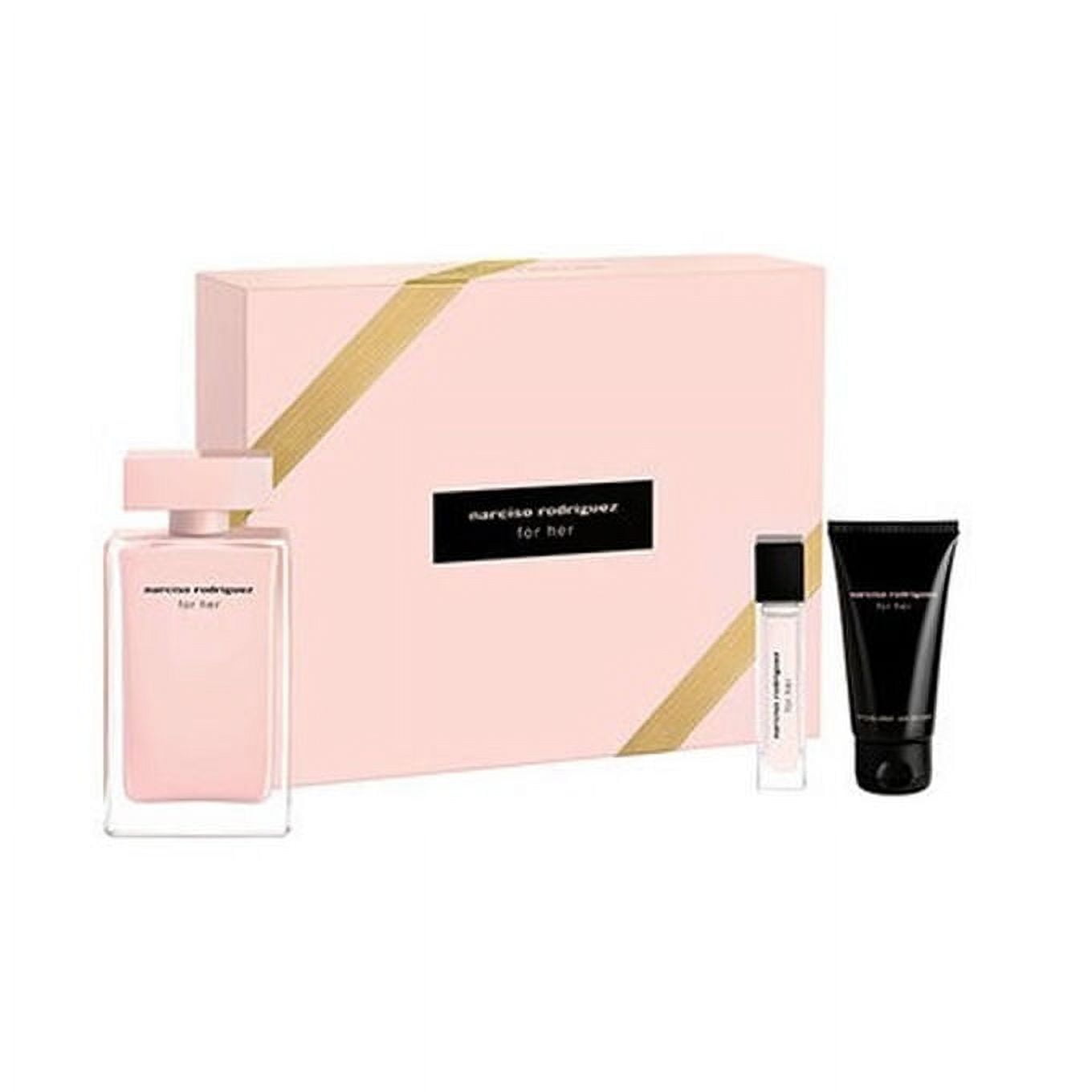 Narciso Rodriguez 3 PCS Gift Set For Women(Eau de Parfum 3.3-oz+Body Lotion, 1.6-oz+Eau de Parfum Purse Spray, 0.33-oz.)
