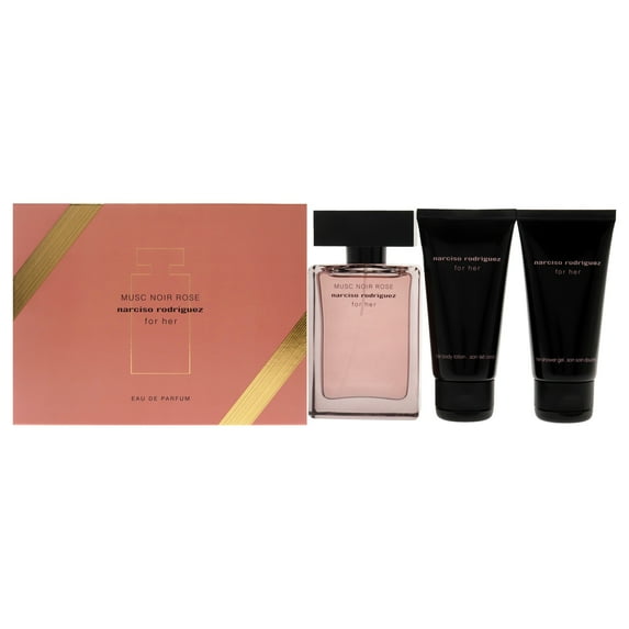 Narciso Rodriguez Musc Noir Rose , 3 Pc Gift Set 1.6oz EDP Spray, 1.6oz Body Lotion, 1.6oz Shower Gel