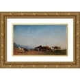 thumbnail image 1 of Narcisse Berchère 18x12 Gold Ornate Wood Frame and Double Matted Museum Art Print Titled - Arab Camp, 1 of 4