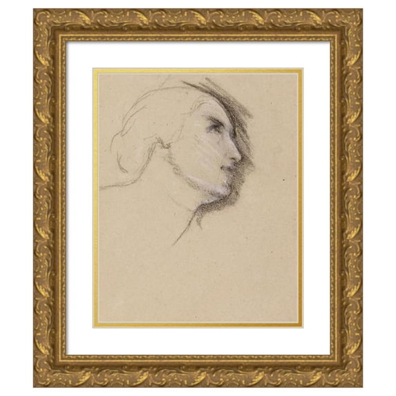 Narcisse-Virgile Diaz de La Peña 15x18 Gold Ornate Wood Frame and Double Matted Museum Art Print Titled - Woman's Head Study