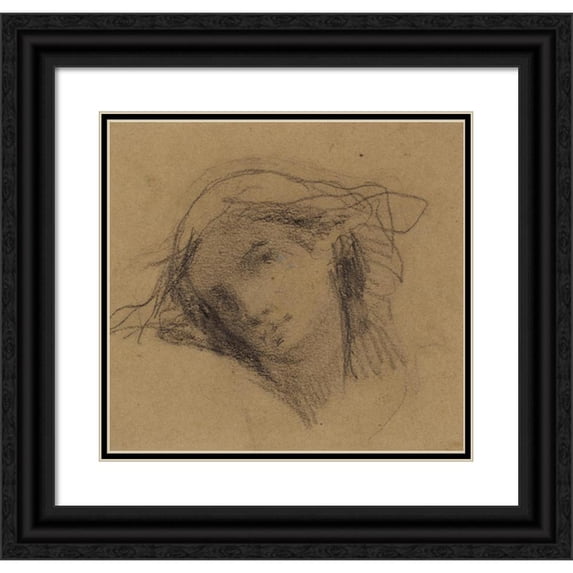 Narcisse-Virgile Diaz de La Peña 16x15 Black Ornate Wood Framed Double Matted Museum Art Print Titled - Woman's Head