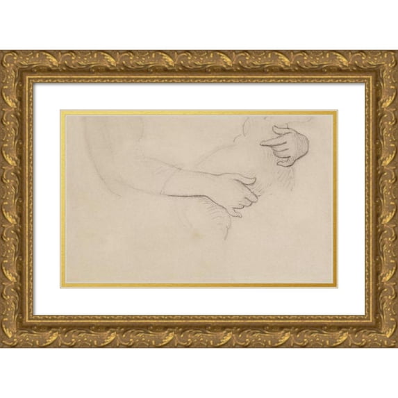 Narcisse-Virgile Diaz de La Peña 24x16 Gold Ornate Framed and Double Matted Museum Art Print Titled - Two Hands