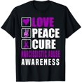 thumbnail image 1 of Narcissistic Abuse Awareness Love Peace Cure Purple Ribbon T-Shirt, 1 of 4
