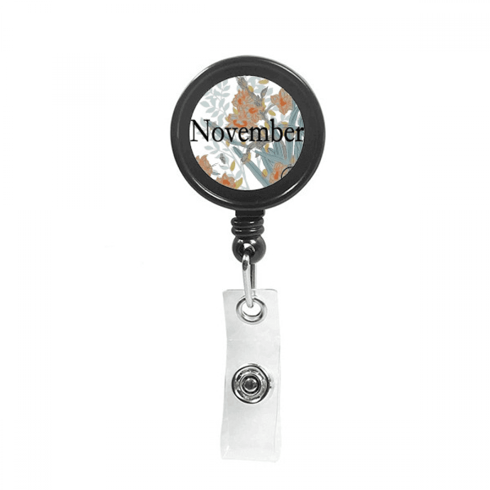 Narcissus Bloong November Design Pattern Retractable Keychain Badge Holder ID Badge