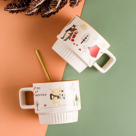 Narcissus Cartoon Ceramic Mug,Coffee Mug Striped Ins Cup,Office Home Breakfast Mug