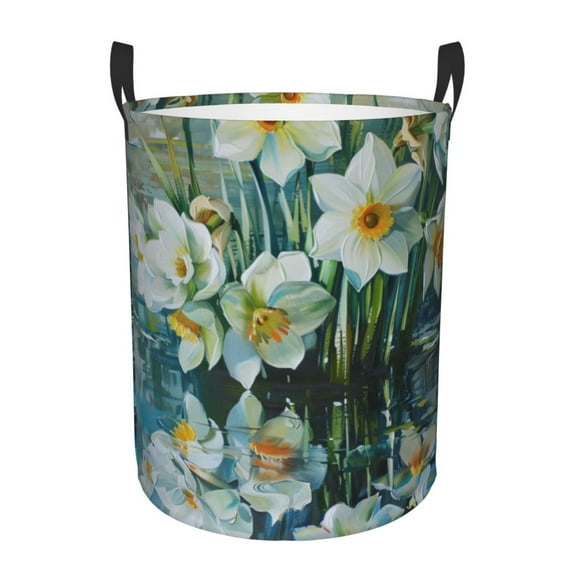 Narcissus Daffodil Water Laundry Hamper Small Storage Basket/Toy Organizer/Dirty Clothes Bucket