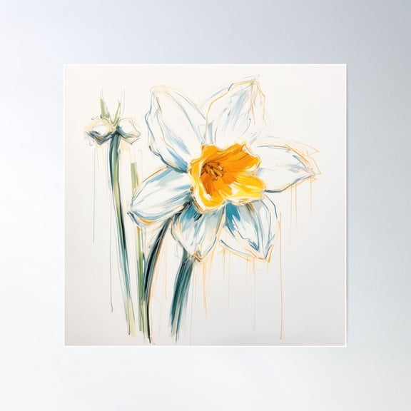 Narcissus Etchings Poster Wall Art, Modern Wall Decor For Living Room Bedroom, 24x24 UNFRAMED