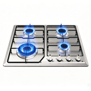 Nardea Gas Stove Top 4 Burner, 24 Inch Gas Cooktop for NG/LPG Convertible, Stainless Steel Gas Stove with Thermocouple Protection for Outdoor Kitchen, Camping, Total 27400BTU