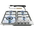thumbnail image 1 of Nardea Gas Stove Top 4 Burner, 24 Inch Gas Cooktop for NG/LPG Convertible, Stainless Steel Gas Stove with Thermocouple Protection for Outdoor Kitchen, Camping, Total 27400BTU, 1 of 10