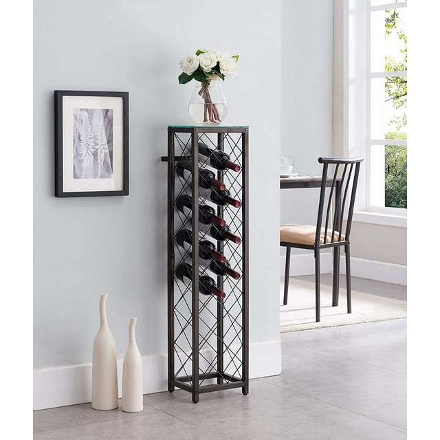 Narenda Freestanding Floor Wine Rack Storage Tower Metal Wine Rack