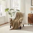 thumbnail image 1 of Narniar Acrylic Waffle Knit to Faux Fur Throw Blanket 50x60 for Bed Sofa Couch Brown Soft Cozy Warm, 1 of 4