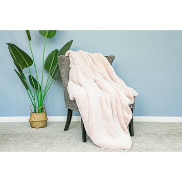 Narniar Luxurious Pink Faux Fur Throw Blanket 60x70"