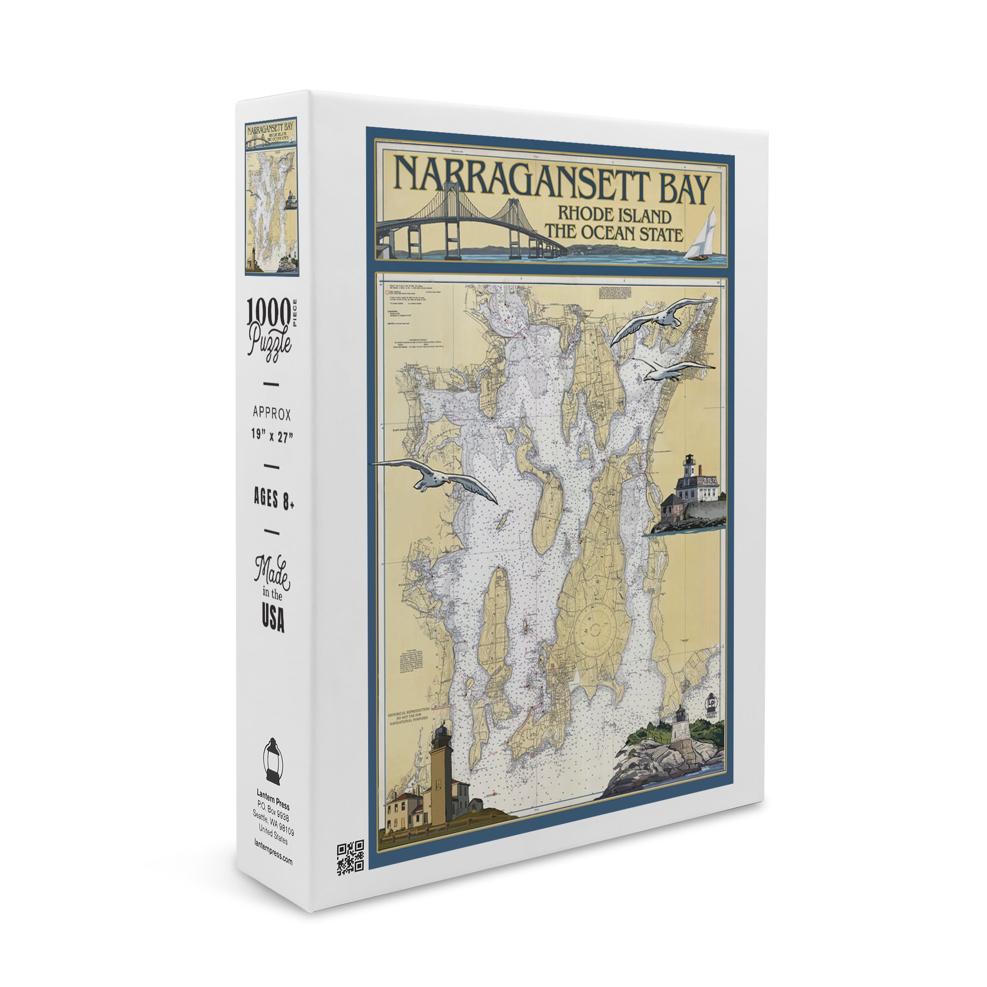 Narragansett Bay, Rhode Island, Nautical Chart (1000 Piece Puzzle, Size