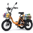 thumbnail image 1 of Narrak E Trike Electric Tricycle for Adults, 700W Brushless Motor 16MPH Fat Tire Folding Trike, Step-Thru 3 Wheel Electric Bicycle, Up to 40 Miles Orange, 1 of 11