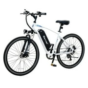 Narrak Electric Mountain Bike for Adults 26" Step-Over Commuting Ebike for Men Women with Peak Power 540W, 374WH Removable Battery, LCD Display, 7 Gears & Front Shock Absorber (Step Over - White)