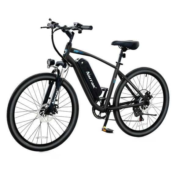 Narrak Electric Mountain Bike for Adults 26" Step-Over Commuting Ebike for Men Women with Peak Power 540W, 374WH Removable Battery, LCD Display, 7 Gears & Front Shock Absorber (Step Over - Black)