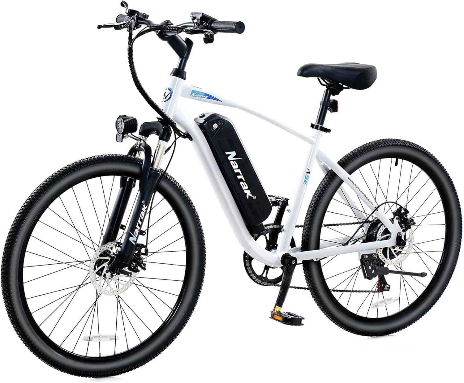 Narrak Electric Mountain Bike for Adults 26" Step-Over Commuting Ebike for Men Women with Peak Power 540W, 374WH Removable Battery, LCD Display, 7 Gears & Front Shock Absorber (Step Over - White)