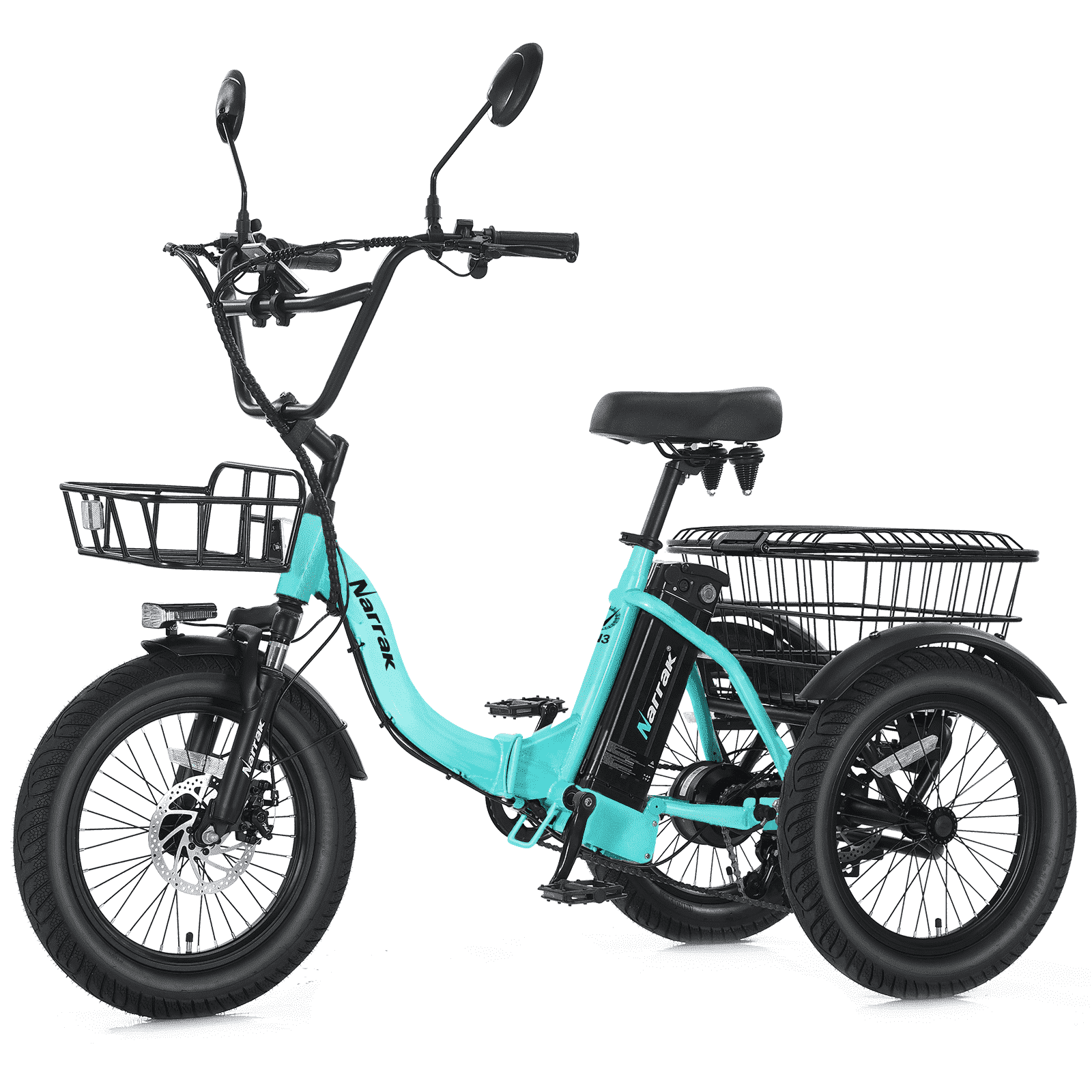 Electric Tricycle for Adults, Fat Tire Folding Trike, Peak 700W Step-Thru Etrike with Removable Battery and Large Basket