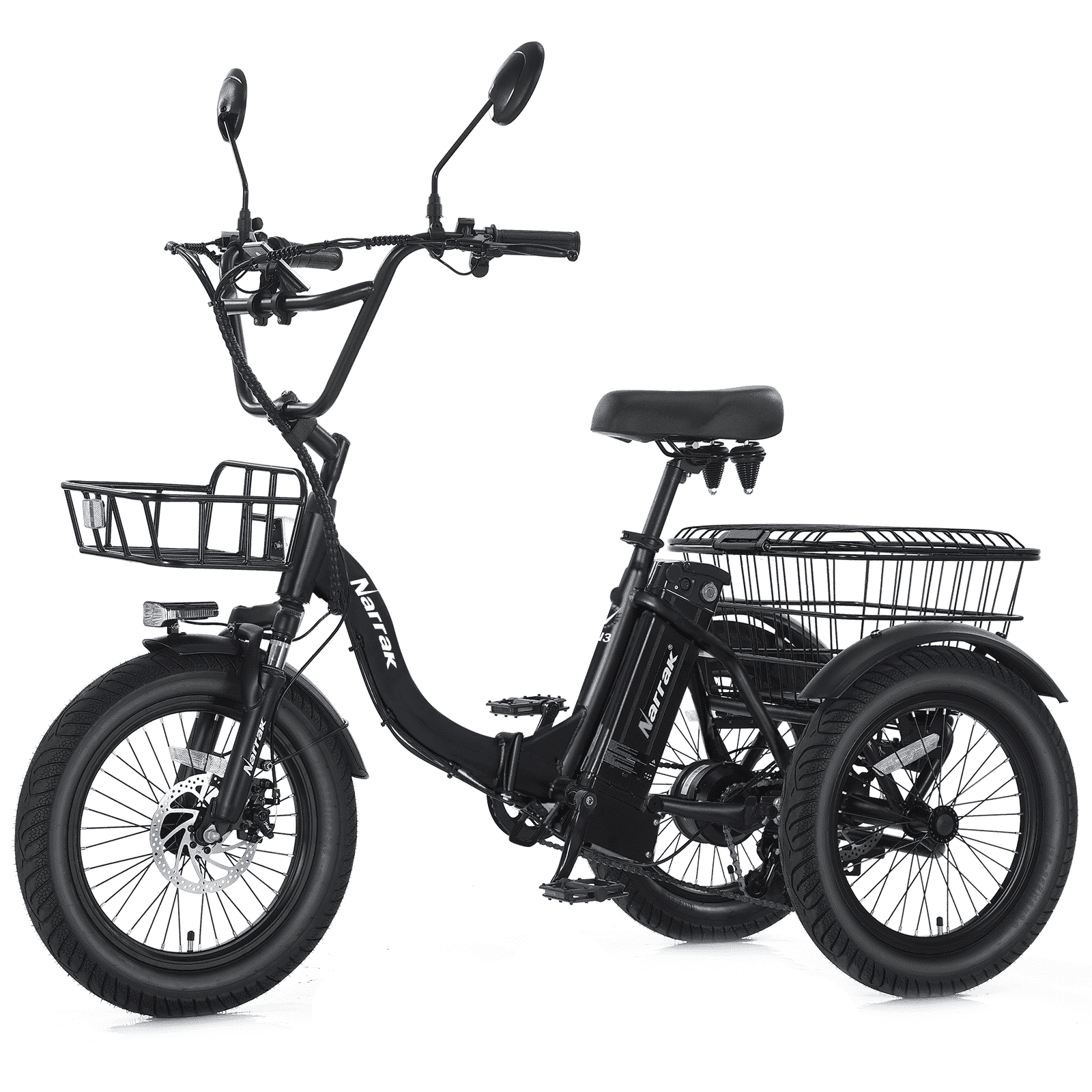 Electric Tricycle for Adults, Fat Tire Folding Trike, Peak 700W Step-Thru Etrike with Removable Battery and Large Basket