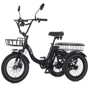 Electric Tricycle for Adults, Fat Tire Folding Trike, Peak 700W Step-Thru Etrike with Removable Battery and Large Basket