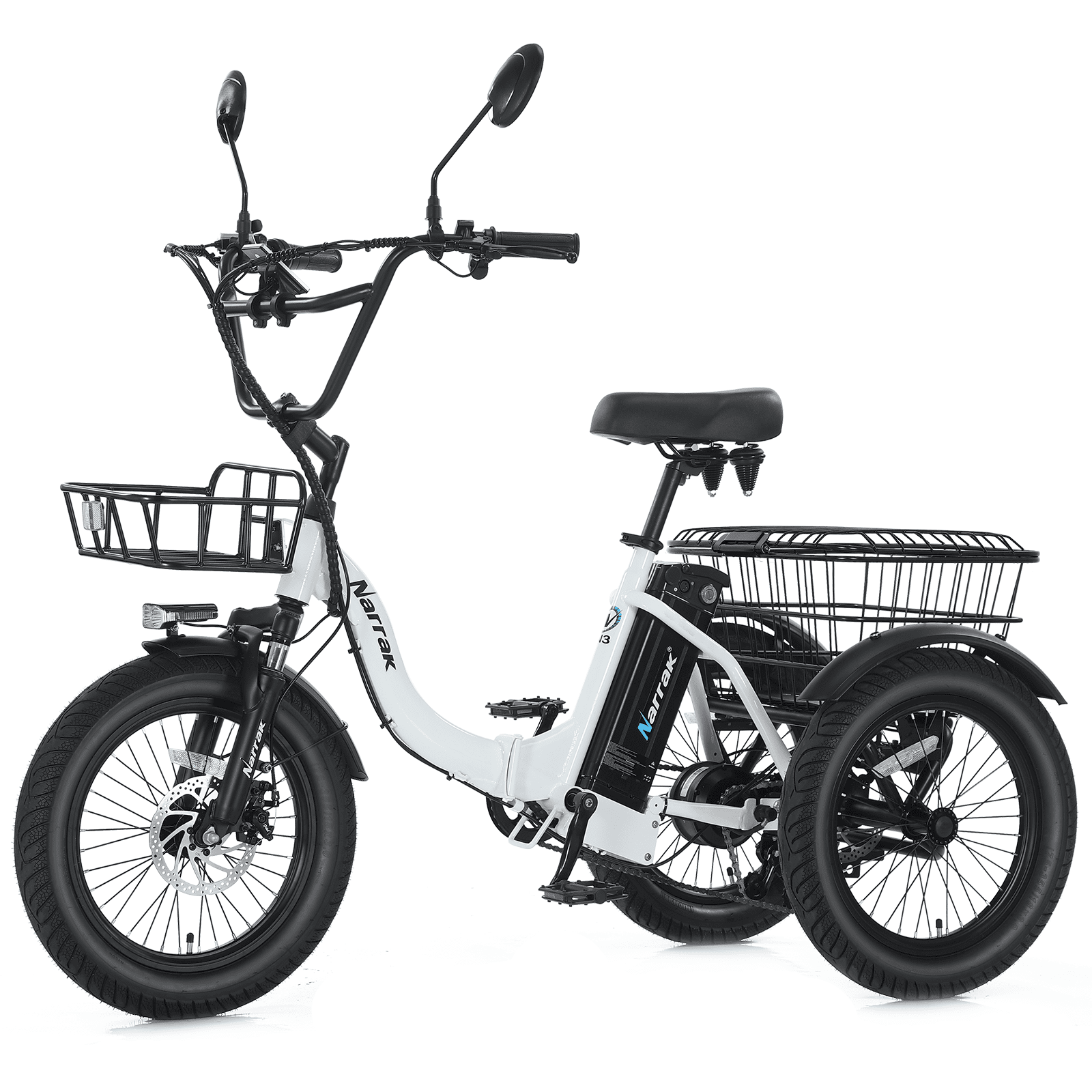 Electric Tricycle for Adults, Fat Tire Folding Trike, Peak 700W Step-Thru Etrike with Removable Battery and Large Basket