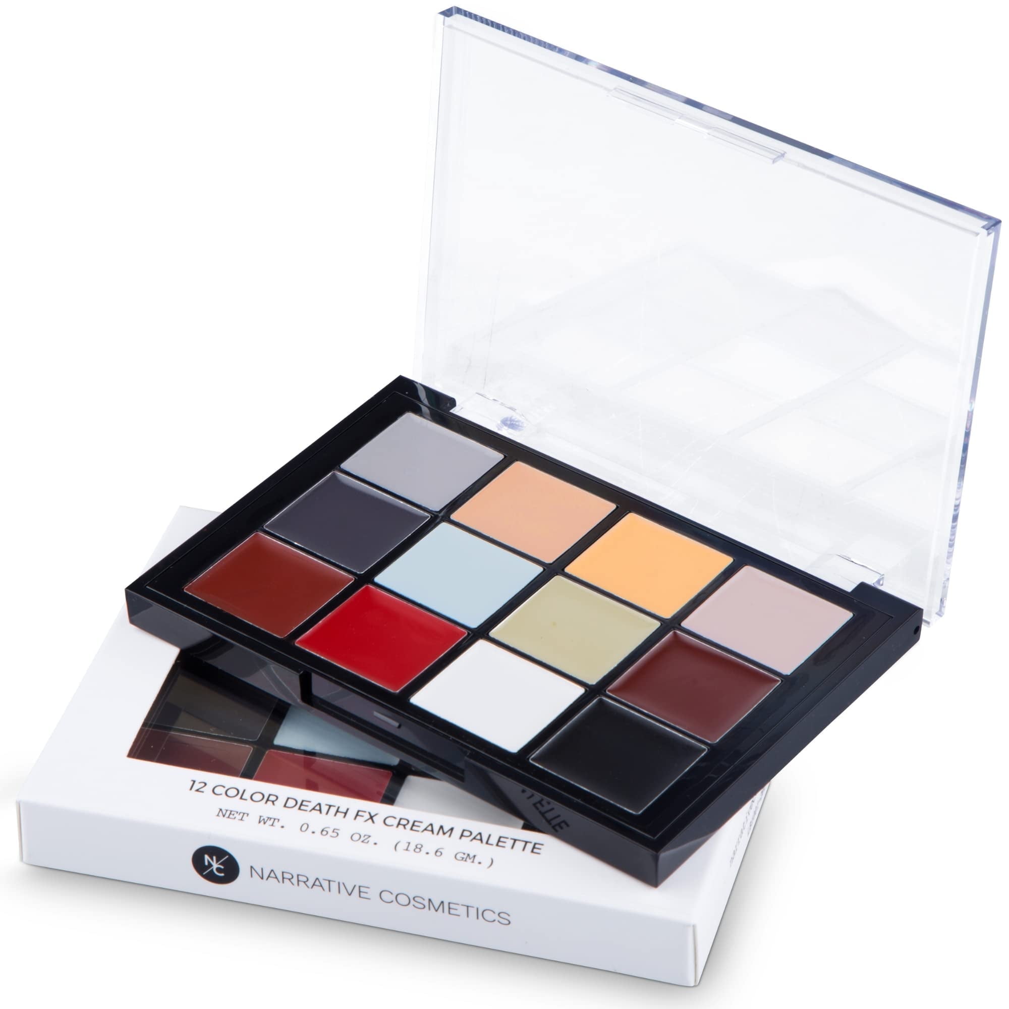 Narrative Cosmetics 12-Color Death FX Cream Palette, Professional Quick Drying Waterproof SFX Makeup for the Stage, Film, Costumes, Cosplay, Halloween