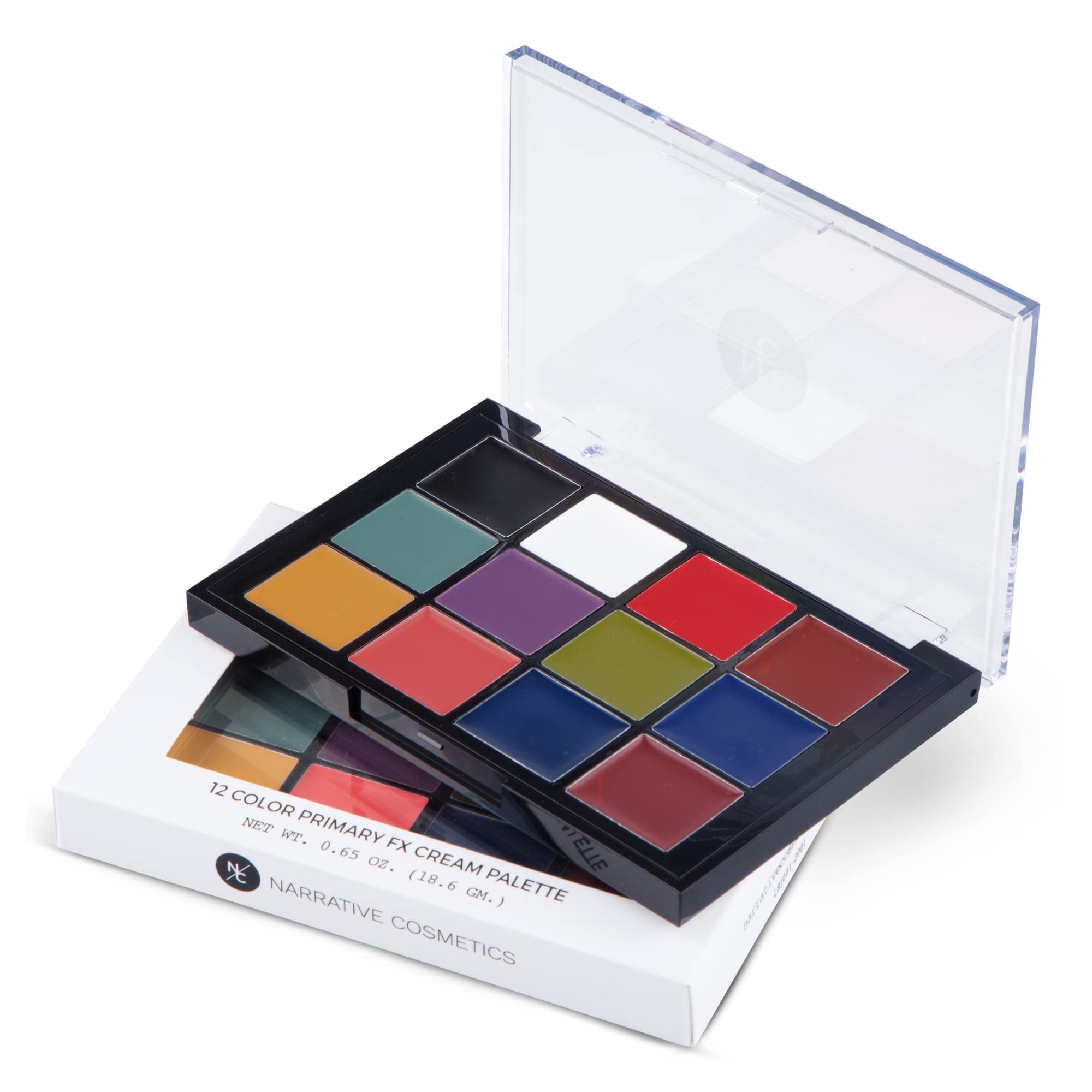 Narrative Cosmetics 12-Color Primary FX Cream Palette, Professional Quick Drying Waterproof SFX Makeup for the Stage, Film, Costumes, Cosplay