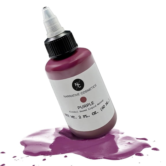 Narrative Cosmetics FX Alcohol Airbrush Paints - 2 fl oz, Skin Safe, Quick Dry, Waterproof, Sweatproof, Transferproof Liquid Makeup for Bodypainting, Theater, FX Makeup, Film and TV - Purple