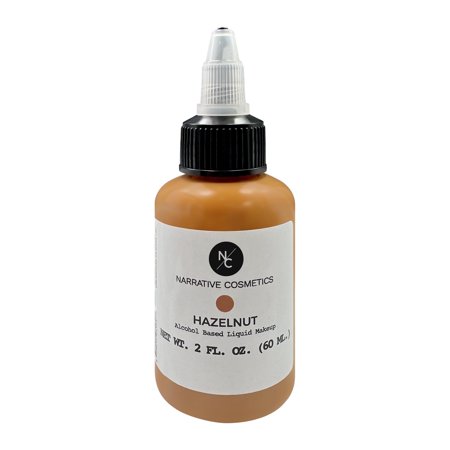 Narrative Cosmetics Flesh Tone Alcohol Airbrush Paints - 2 fl oz, Skin Safe, Quick Dry, Waterproof, Sweatproof, Transferproof Liquid Makeup for Tattoo Cover-Up, Bodypainting, FX Makeup - Hazelnut
