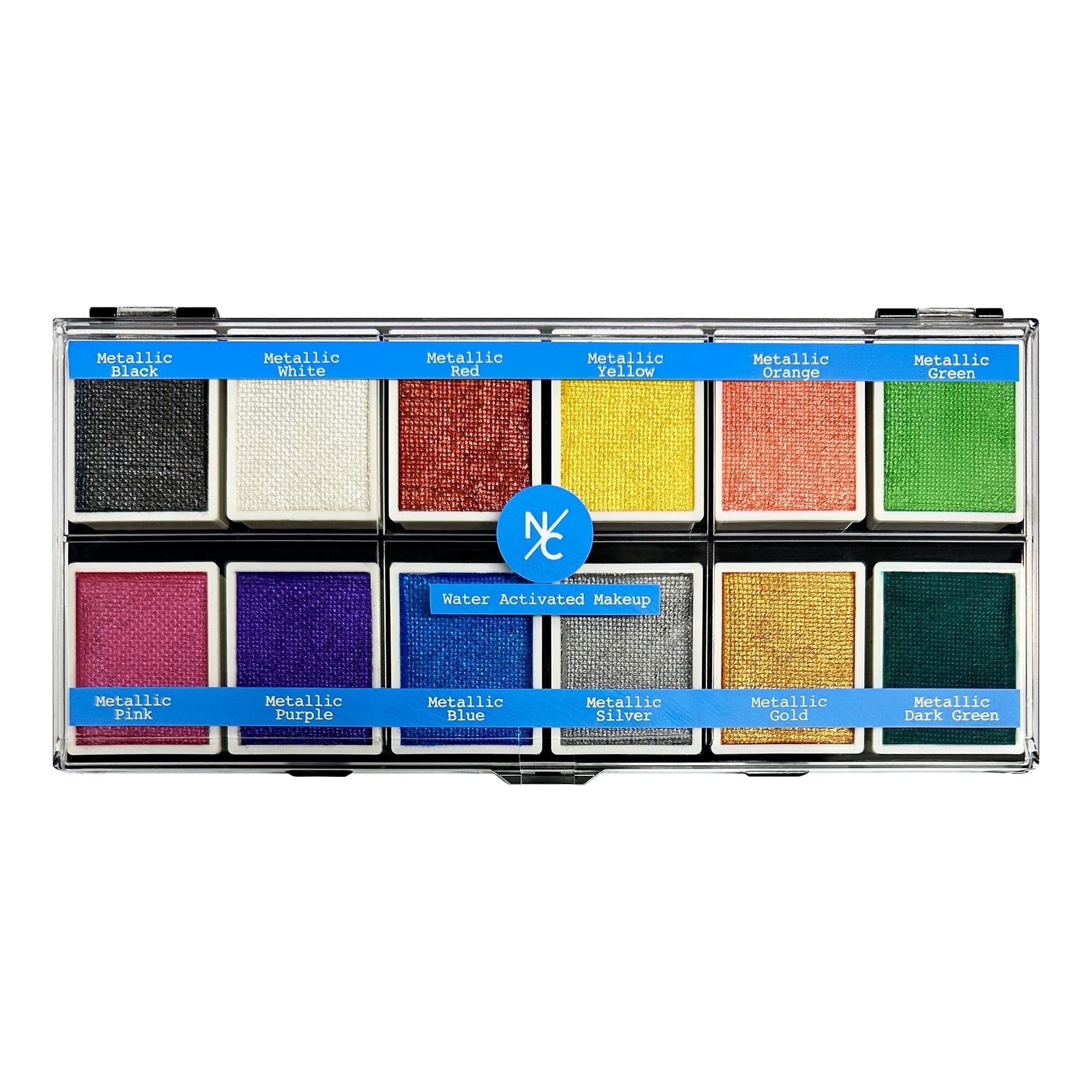 Narrative Cosmetics Metallic 12-Color Palette - Luxurious Water-Activated Makeup for Face & Body - Shimmering Shades for SFX, Cosplay, Theater, Film & TV Makeup Artists